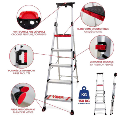 Escabeau Alu Professionnel Smarthold- 3 Marches