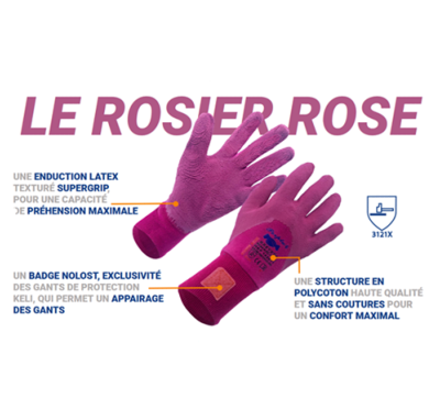 Gant Le Rosier Rose  T08 / S (lot de 10 paires)