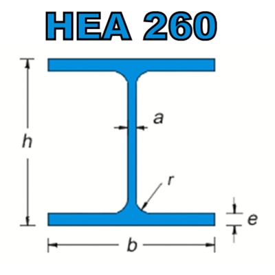Poutrelle acier HEA 260, Dimension de votre poutrelle Poutrelle de 1.00m